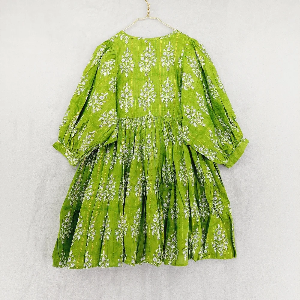 New Clara The Label Clover Mini (Renwick Olive) Ballon Sleeves Mini Dress P2384 - Picture 7 of 11